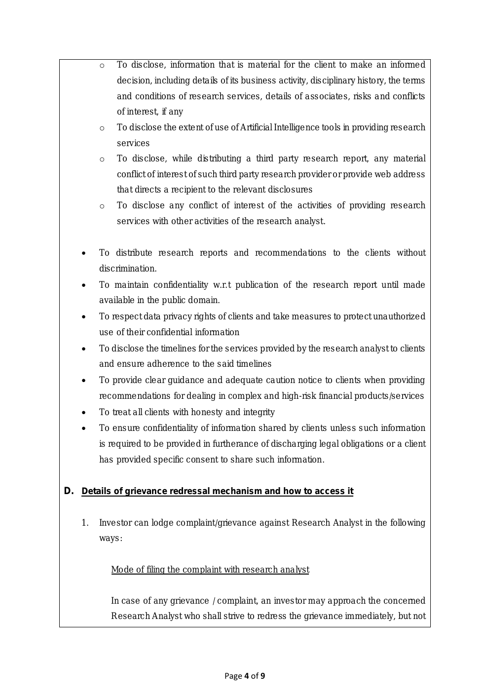 Investor Charter page 2