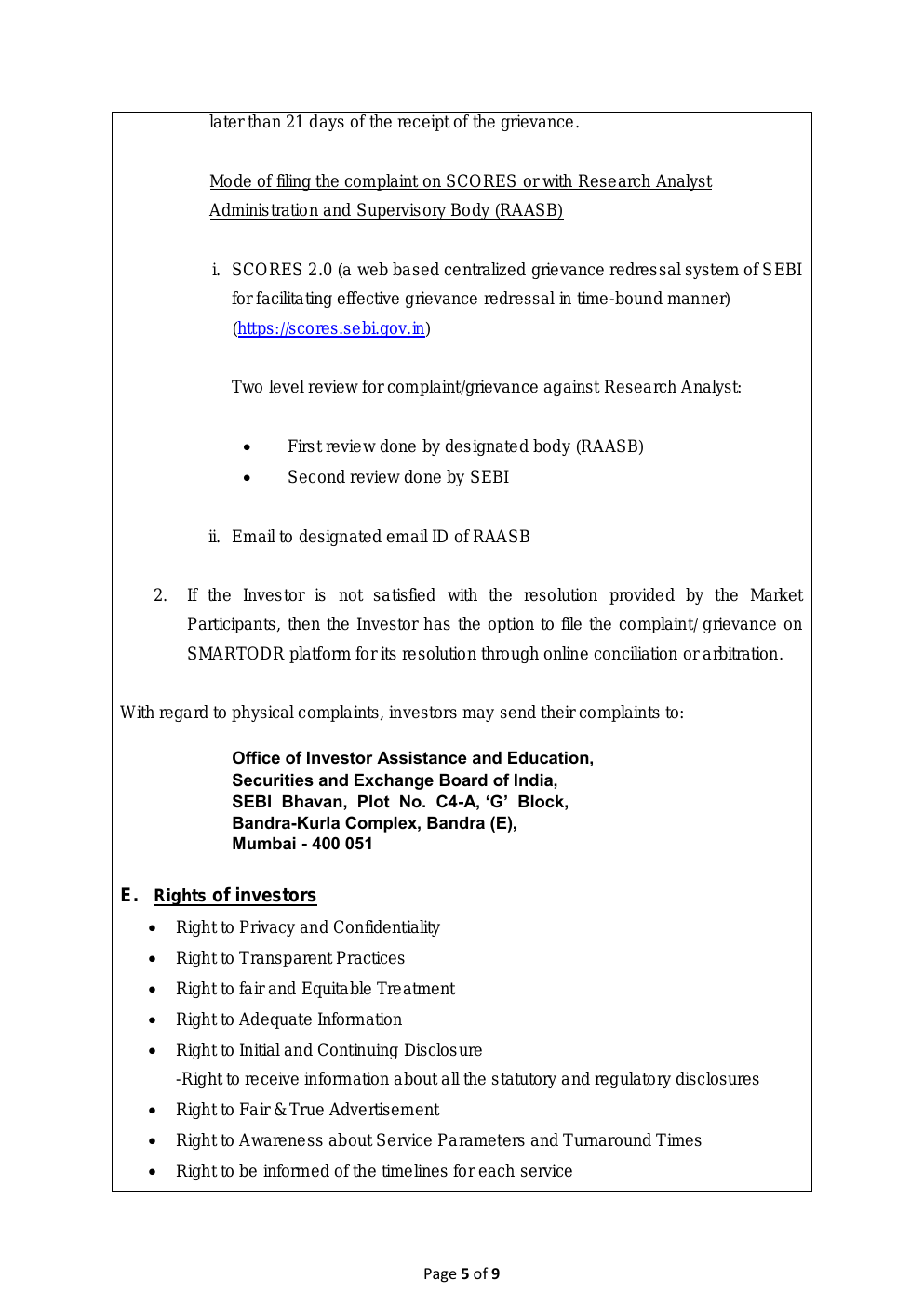 Investor Charter page 3